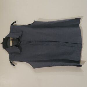 Women's Christopher & Banks navy blue & white checked button-up sleeveles blouse